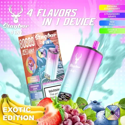 Banana Strawberry & Strawberry Grape & Red Bull & Double Apple | STAGBAR 4IN1 80K Puffs Disposable Vape